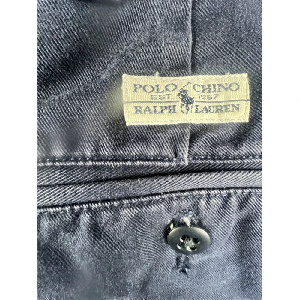 Polo Ralph Lauren Andrew Chino Shorts Mens 40 Navy Blue Pleated Cotton 6in